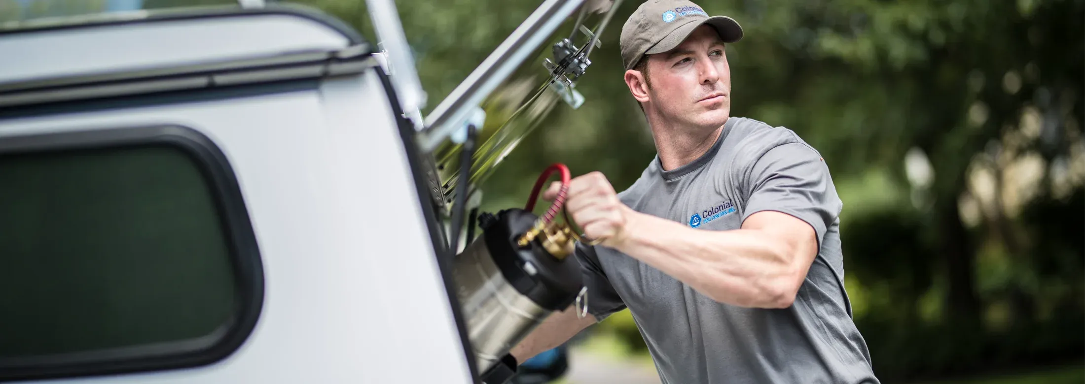 technician getting sprayer